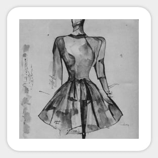 Gray Fashion Sketch Watercolor Sticker